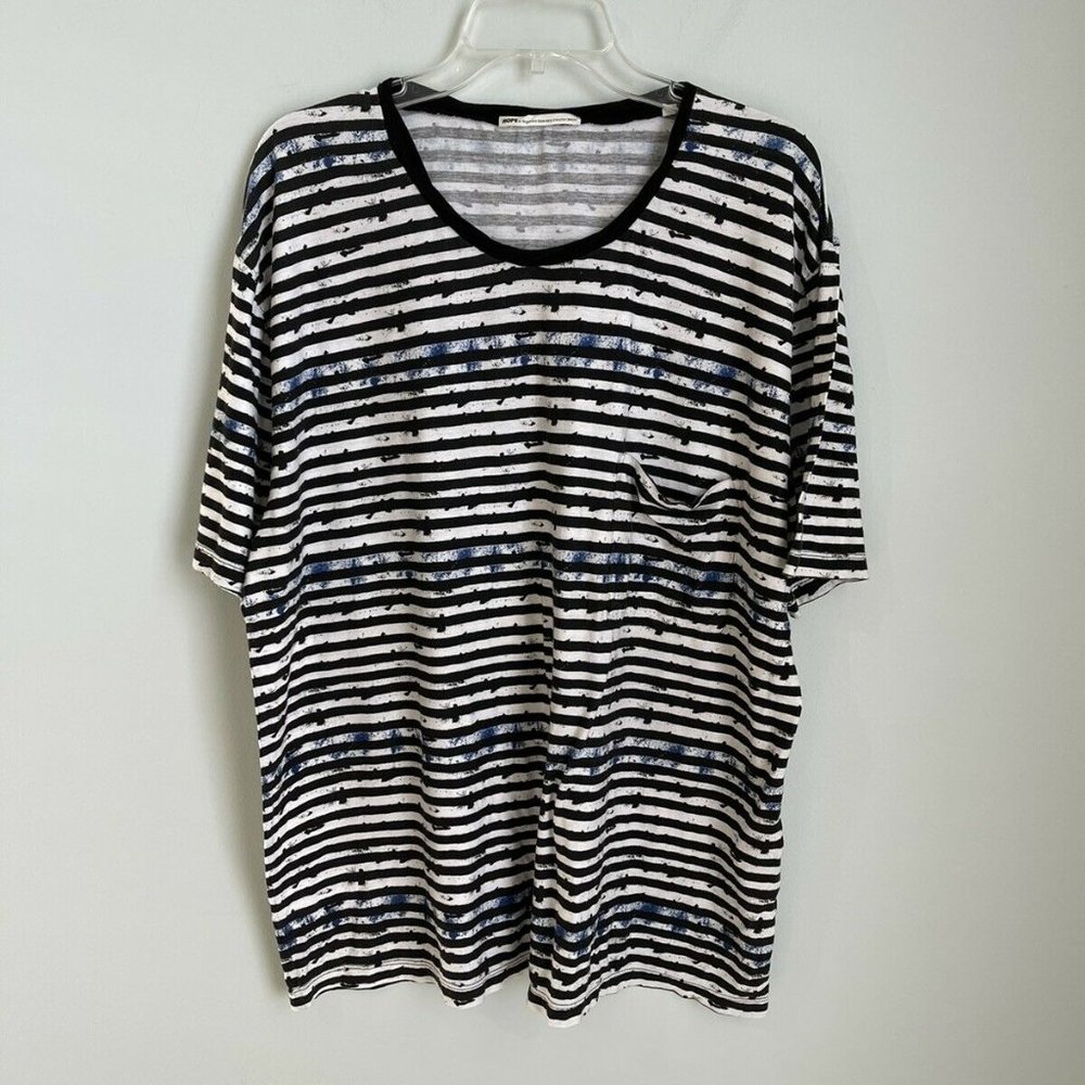 HOPE by Ringstrand Soderberg Mens Black Striped Short Sleeve Tee